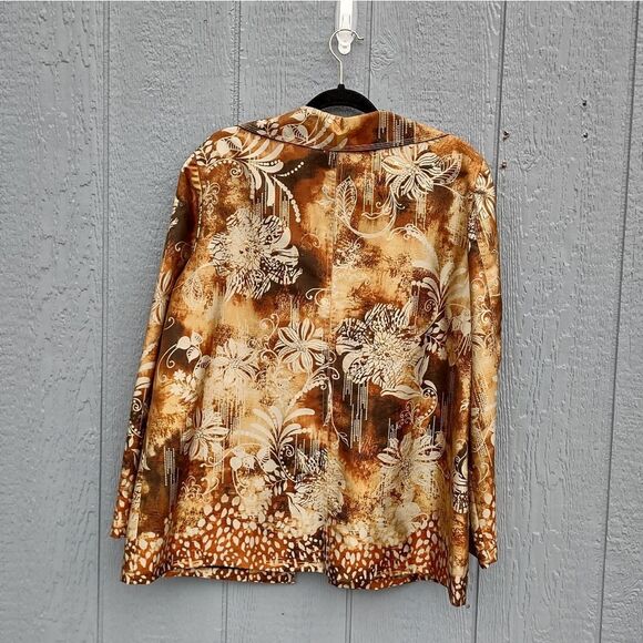 Chico's Silk Blend Animal Print Blazer Large - Picture 4 of 15